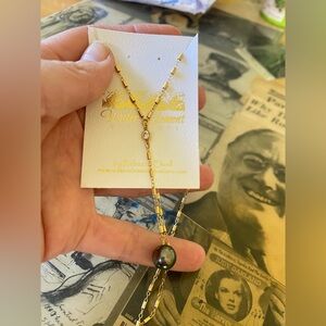 Water element Gold Necklace with Tahitian Pearl